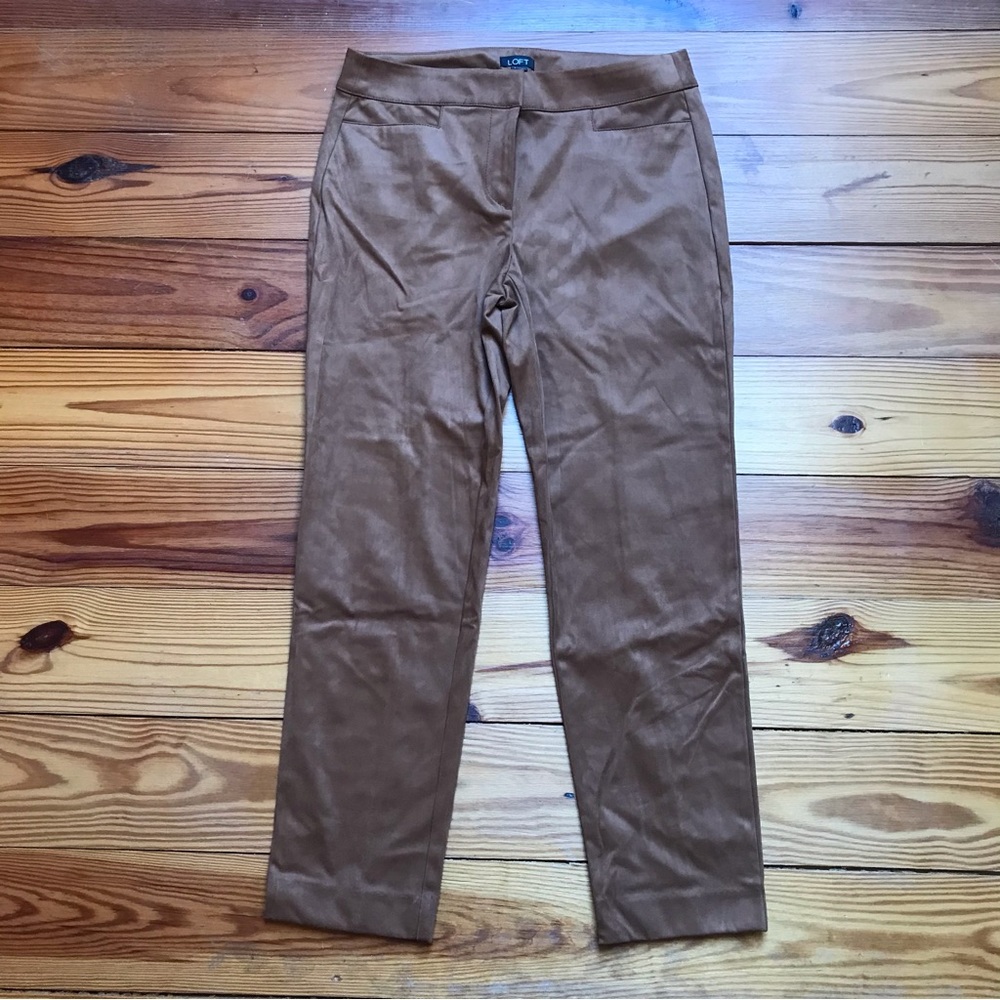 Loft Camel Faux Suede Tapered Leg Work Pants, NWT, 2